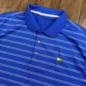 Masters Tech Polo Shirt Men Xl Blue Striped Golf Augusta National Performance SS